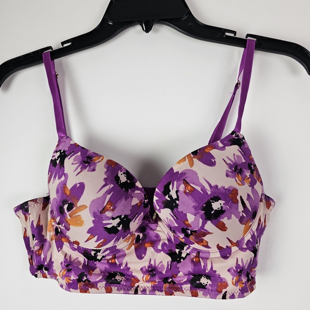 Daisy Fuentes 34B Colorful Floral Pink Purple Womens Bra